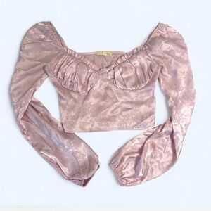 PacSun Light Pink Satin Off-Shoulder Blouse